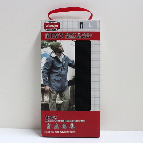 NWT Men's Large 36-38 in. Wrangler Workwear Heavyweight Thermal Black Pant - Picture 1 of 8